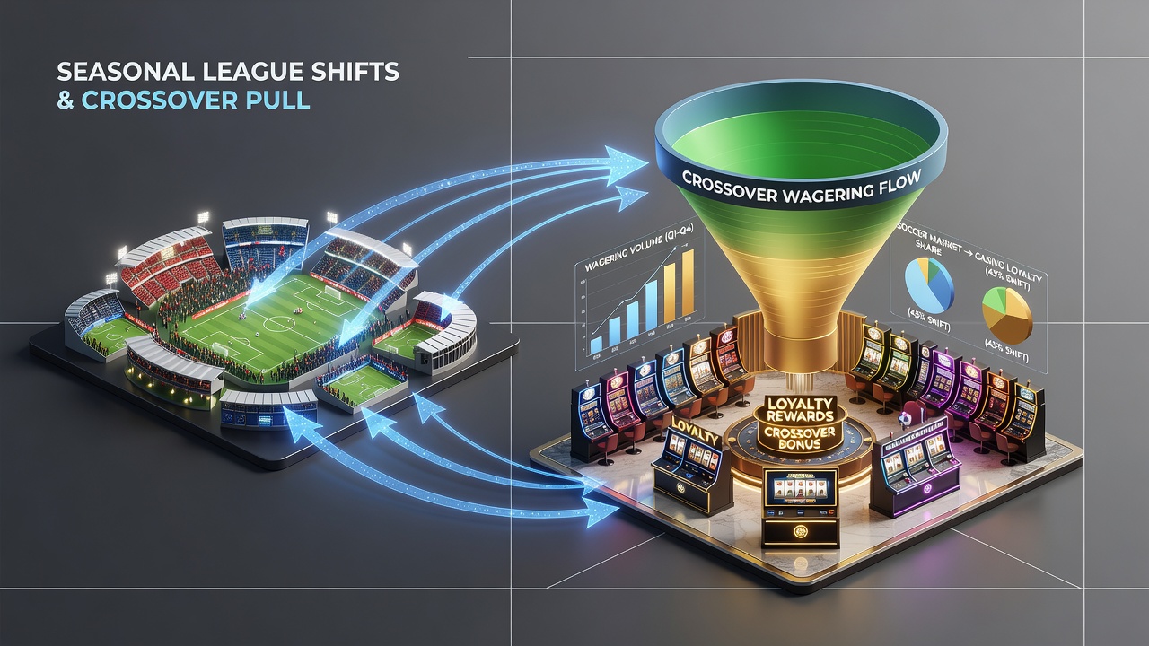 Data visualization of wagering flows between soccer events and casino loyalty tiers during seasonal transitions